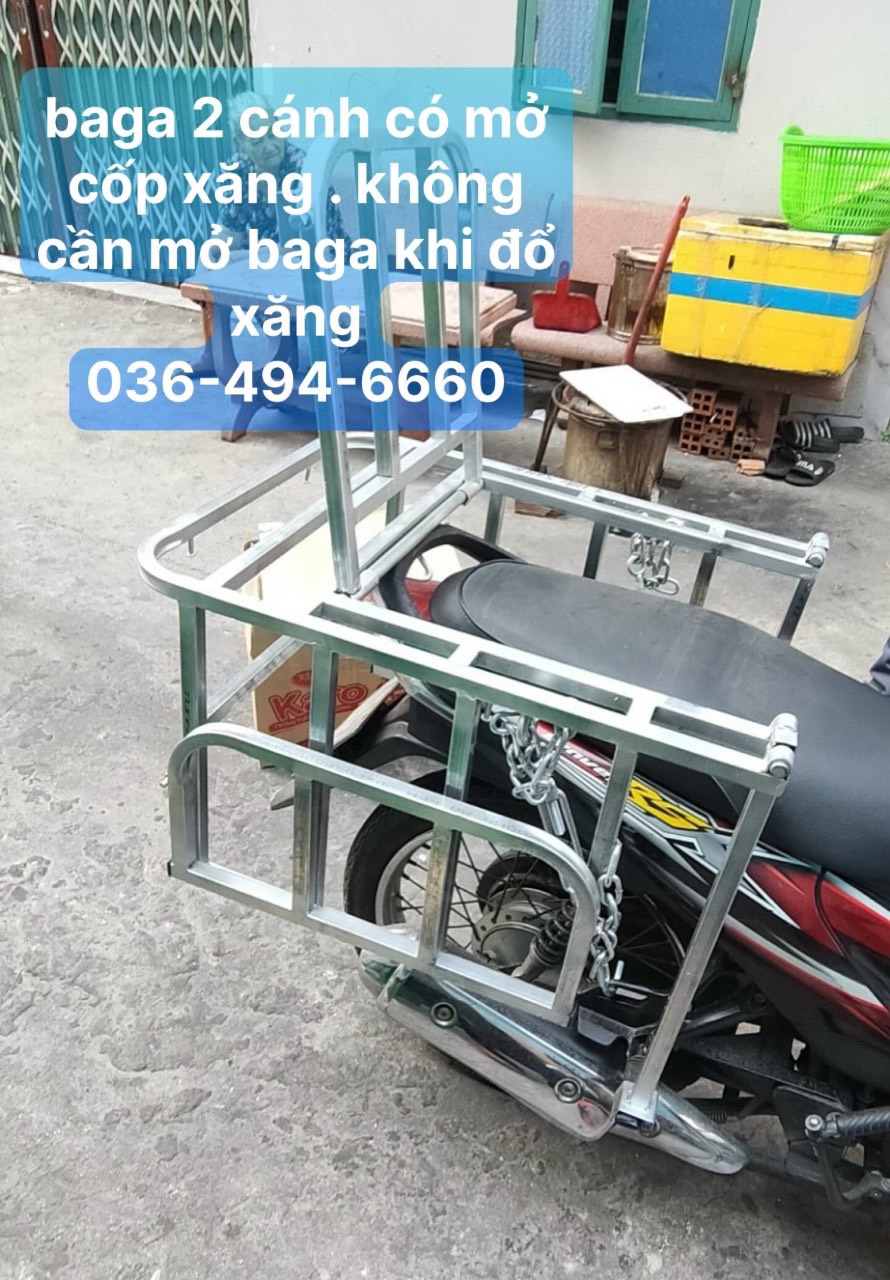 Baga 2 cánh mở cốp Chở Hàng Đa Năng Dùng Cho Tất Cả Các Loại Xe Máy (Giá Chở Hàng).104( mỗi cánh 26cm , thân giữa 52cm)