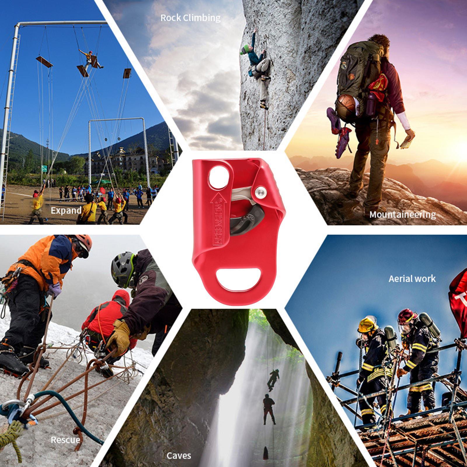 Climbing Hand Ascender Pulley Gear Rope Aviation Aluminum for Caving Roofing Red