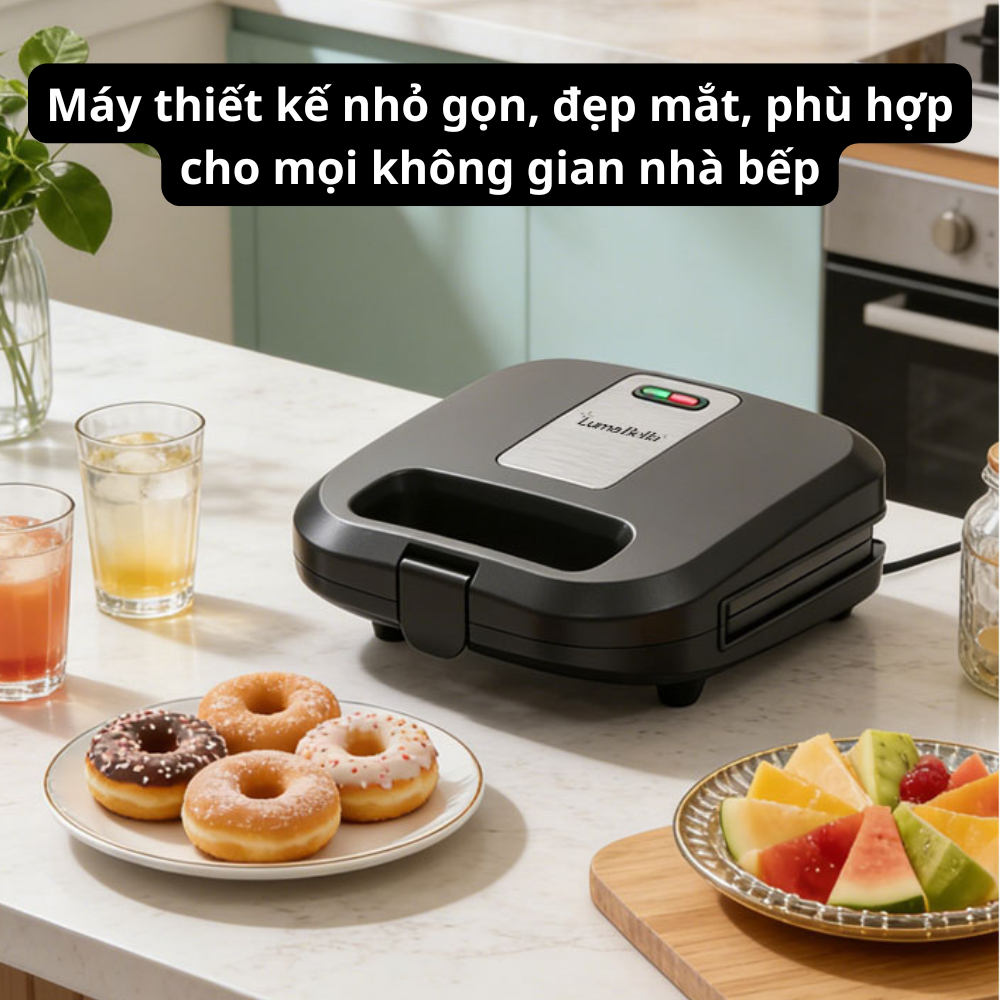 Máy kẹp nướng bánh mì đa năng 3IN1 Lumabella LB-58097 công suất lớn 750W, khay nướng chống dính tháo lắp dễ dàng, dễ vệ sinh - DELIYA - HÀNG CHÍNH HÃNG