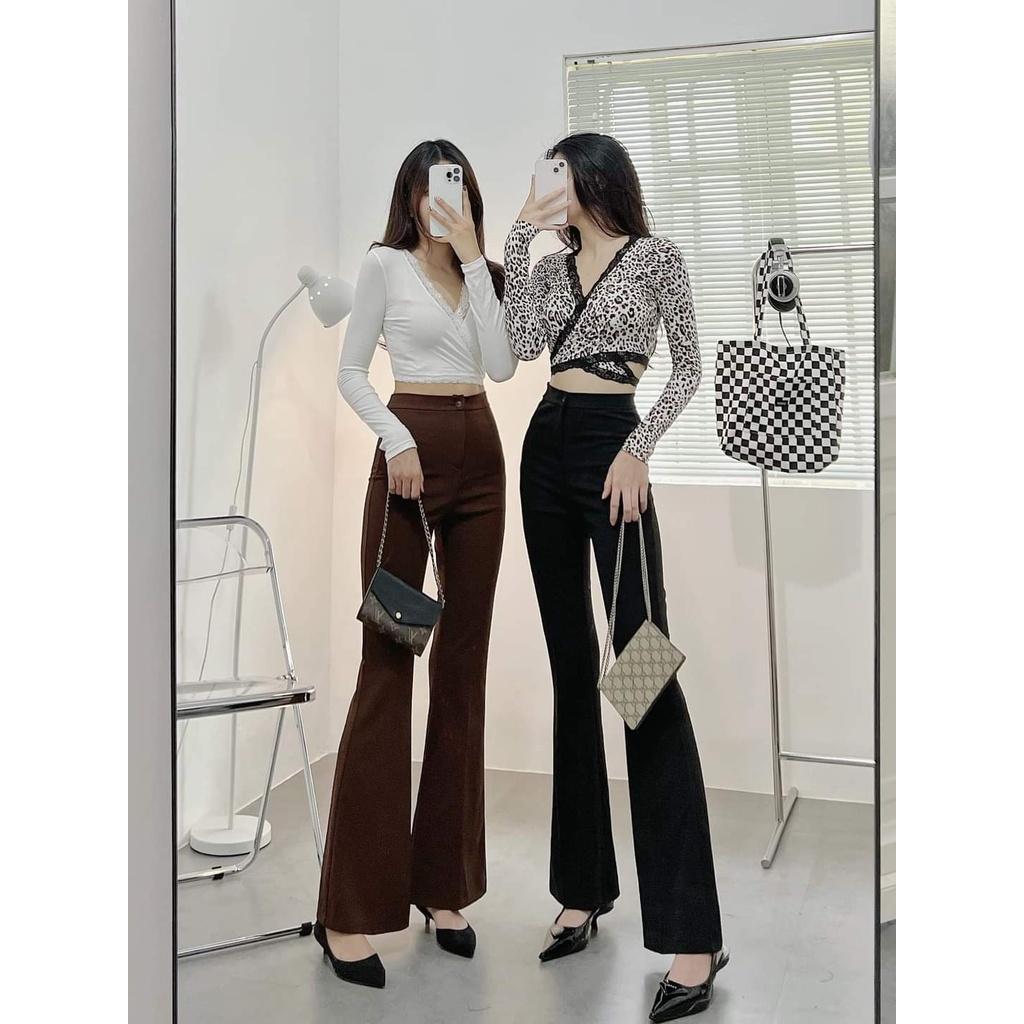 Quần tây ống loe 1 cúc lưng cao dáng dài nhiều màu thời trang Milofa