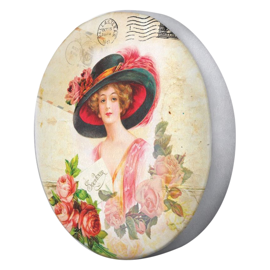 Gối tròn Cô gái đội nón Souvenir - GOVT023