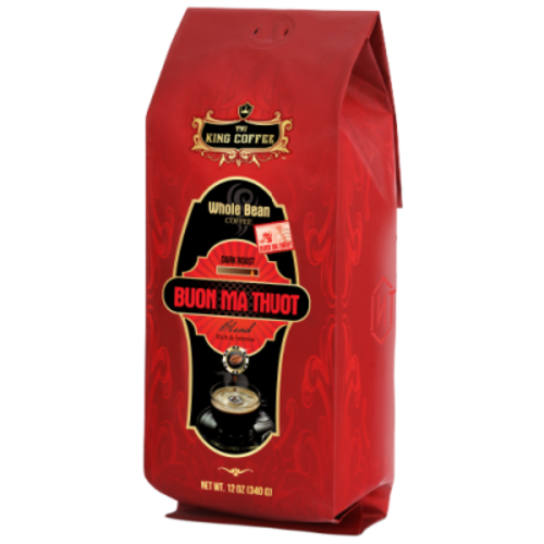 Cà Phê Hạt Rang Nguyên Chất Buôn Ma Thuột KING COFFEE - Túi 340g - Mức độ rang đậm phối trộn Arabica & Robusta