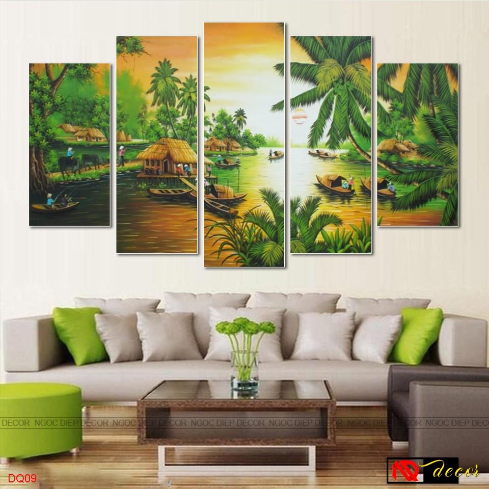Bộ tranh treo tường phong thủy trang trí nội thất đẹp và giá gốc tại xưởng mới nhất thị trường ĐL 63 đồng quê xưa