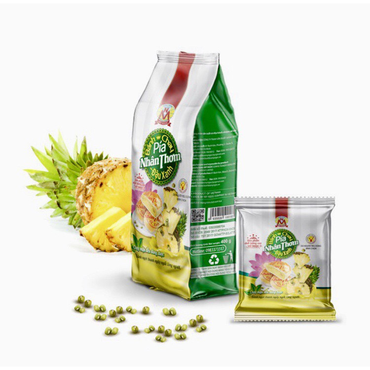 400g Bánh pía CHAY nhân THƠM chín CHANH tươi ĐẬU xanh MỸ NGỌC
