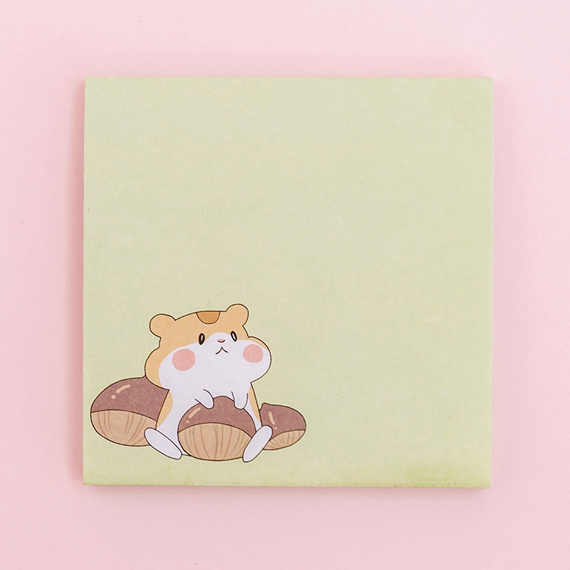 Giấy Note Vuông Ghi Chú Cute Tập 80 Tờ Họa Tiết Chuột Hamster Gấu Trắng Dễ Thương Kích Thước 7.2x7.2cm Có Keo