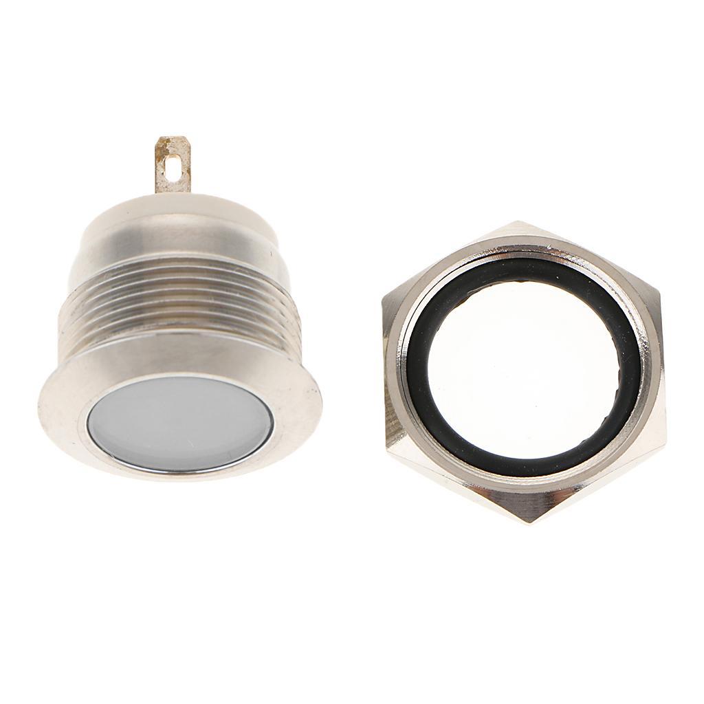 3xCar Motorcycle DC12V 19mm Panel Indicator Light for Wrie Leads White