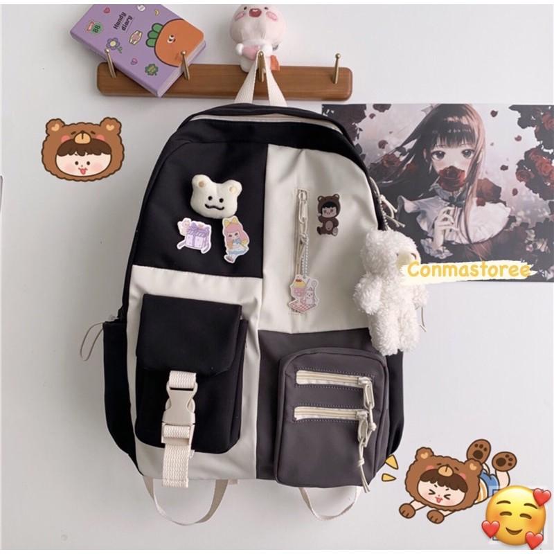 Balo đen túi hộp siêu xinh