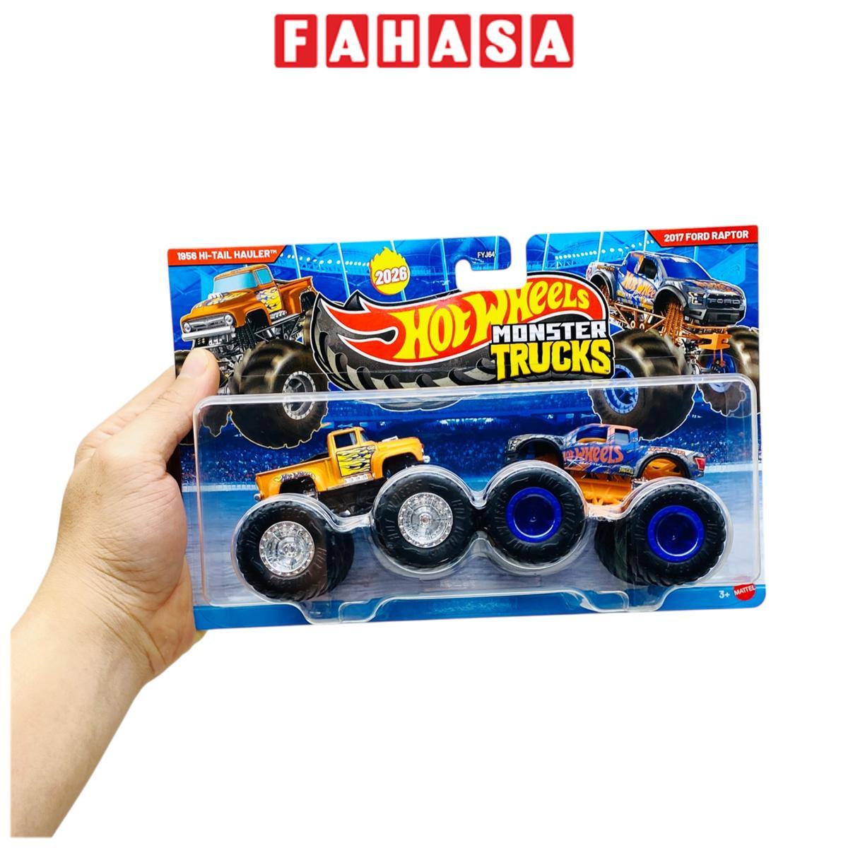 Đồ Chơi Bộ 2 Siêu Xe Monster Trucks - Hot Wheels FYJ64M - 1956 Hi-Tail Hauler + 2017 Ford Raptor