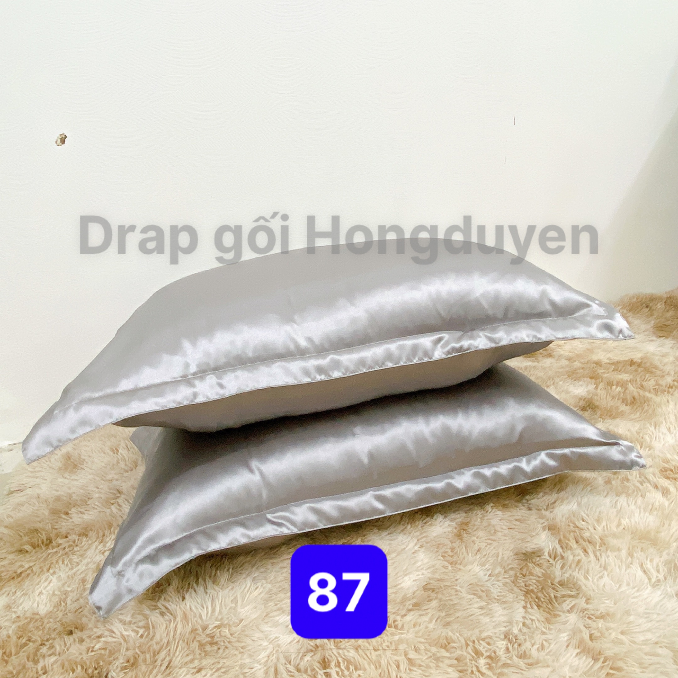 Trọn bộ chăn-vỏ gối-ga phi bóng (chân nệm dưới 15cm) 1m6/1m8 trơn xám nhạt 87. Bộ drap phi bóng 1 màu. Bộ grap phi bóng. Bộ drap phi lụa. Bộ grap phi lụa. Bộ ga phi lụa. Ga giường - drap giường - grap giường - ra giường.