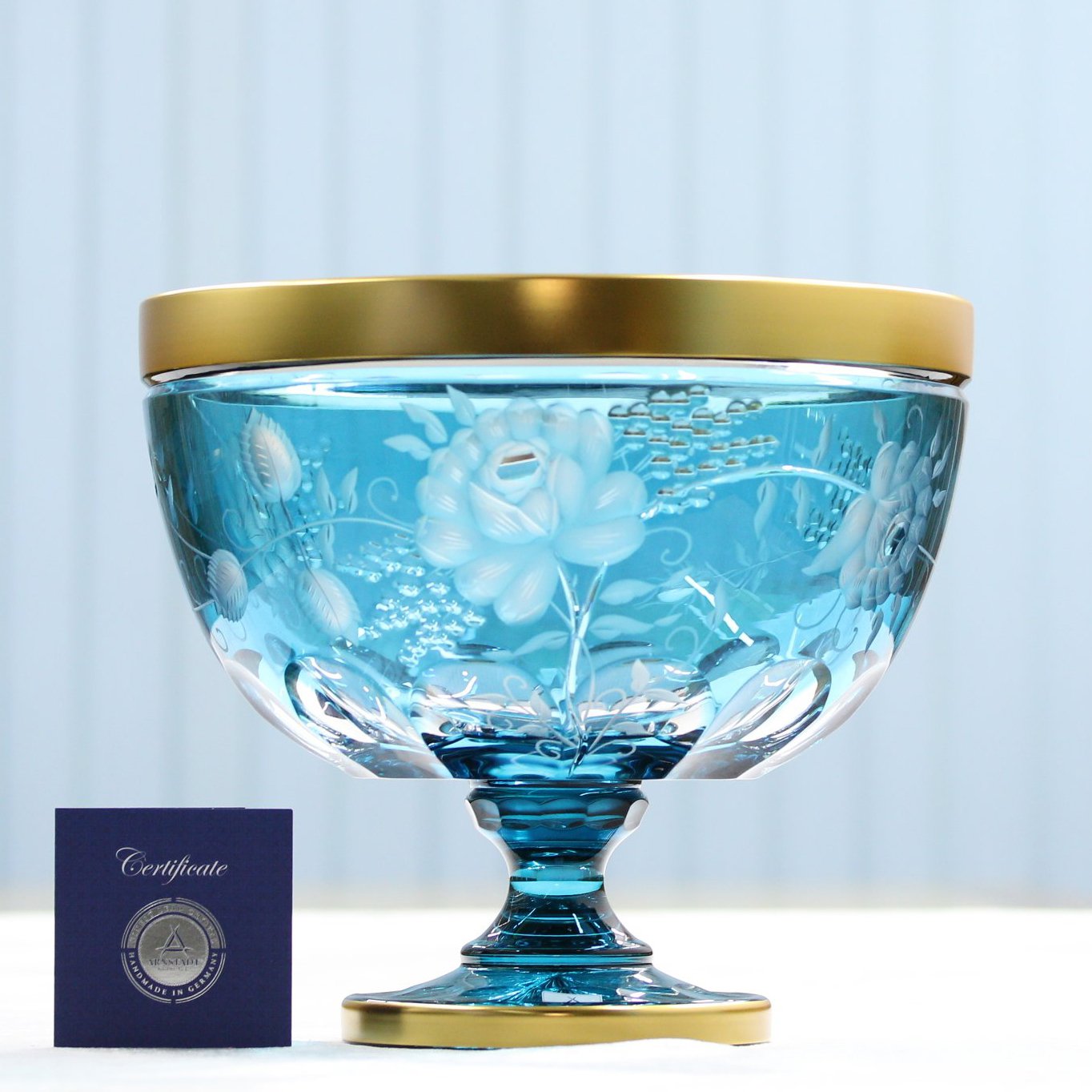 Đĩa Hoa quả Primerose Gold Pha lê Màu - Mạ vàng Arnstadt 30cm