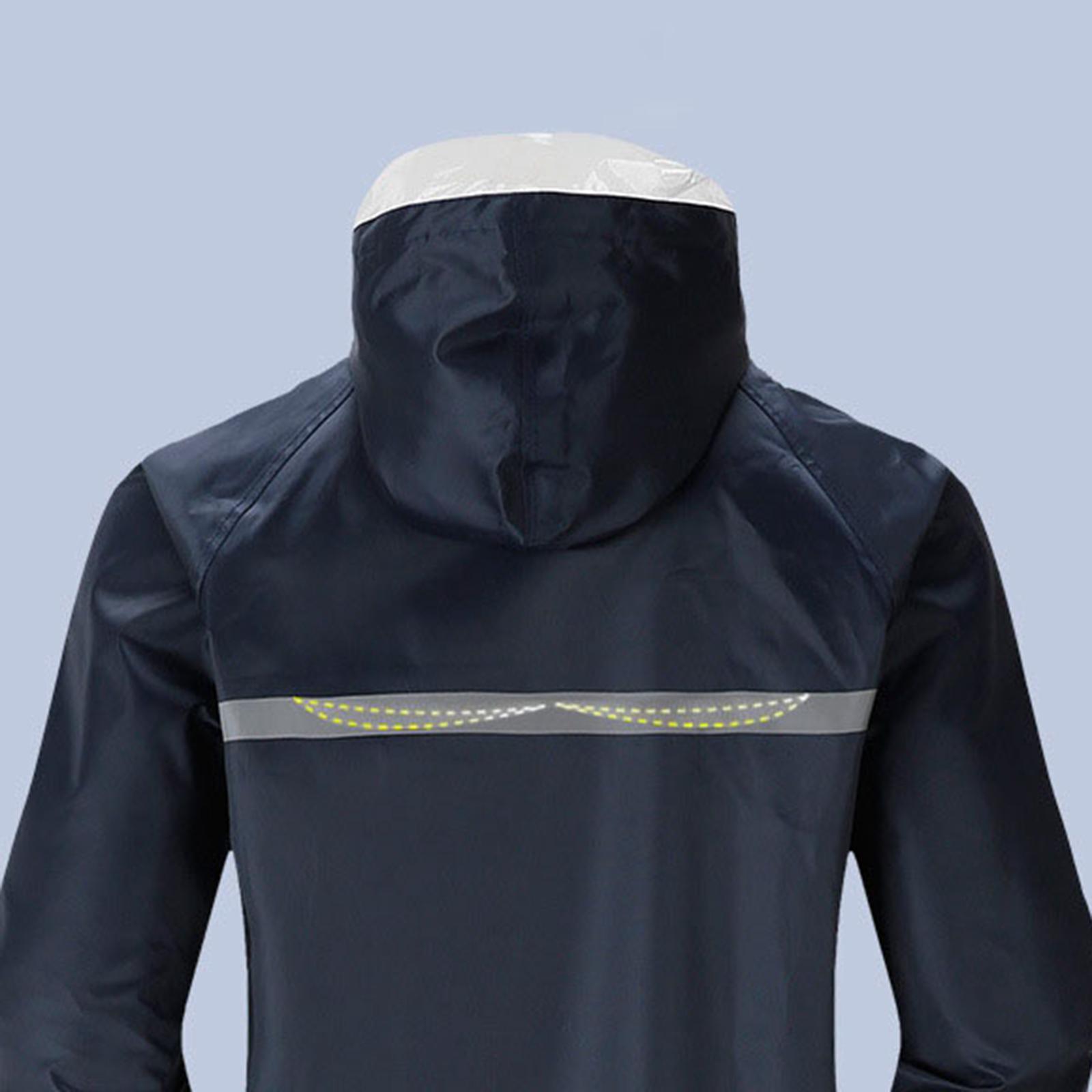 Waterproof Hooded Rain Jacket Lightweight Windproof Outdoor Long Raincoat L
