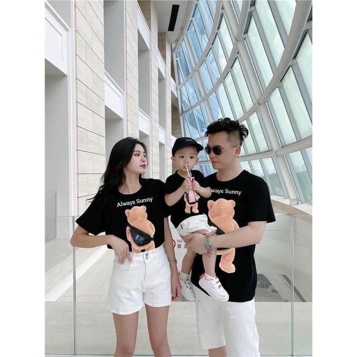 Áo Thun Gia Đình Gấu Nâu In Túi 3D Siêu HOT