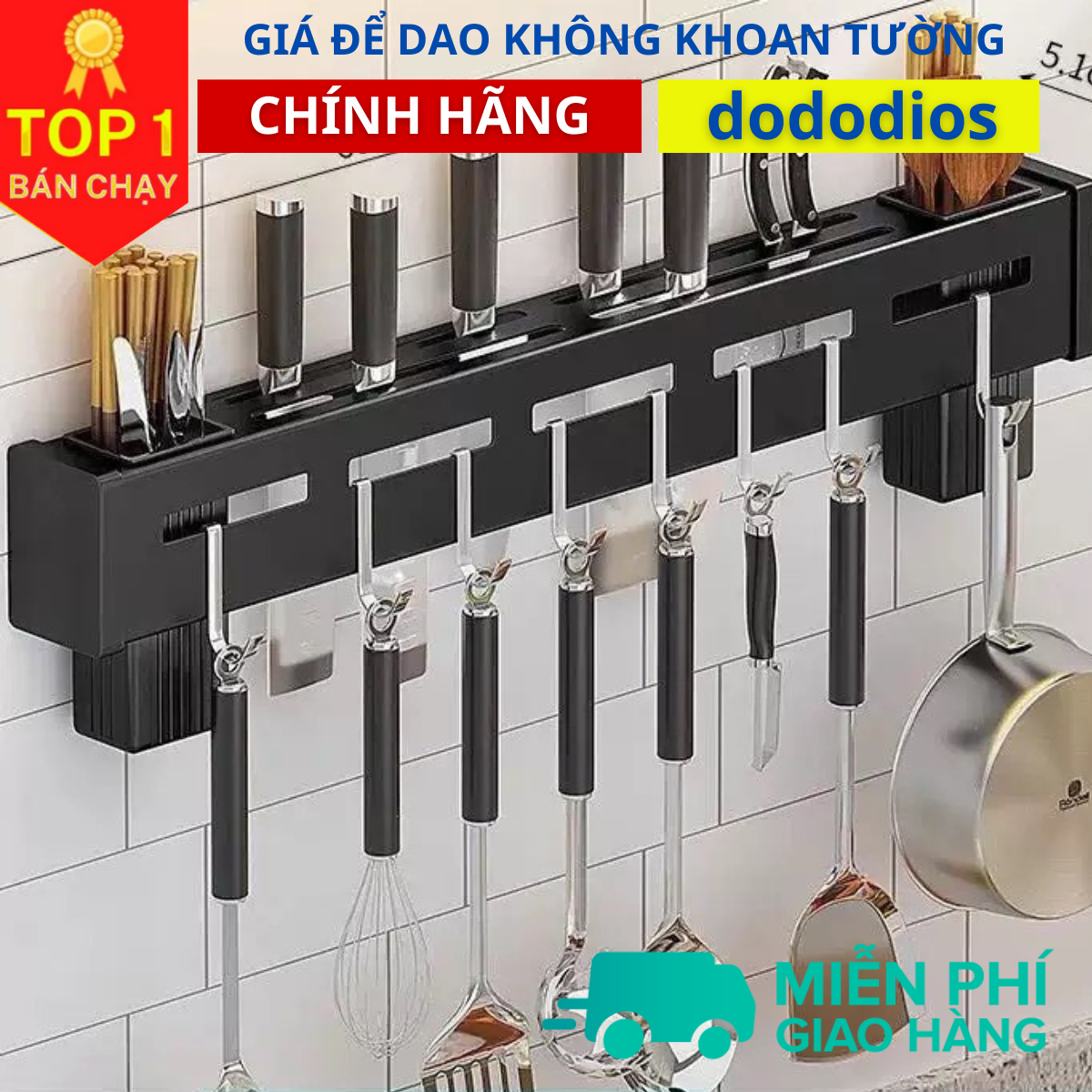 giá gài dao kèm ống đũa dán tường - chính hãng dododios, Kệ Để Dao Thớt Dán Tường – Giá Treo Dao Thớt , Treo Đồ Nhà Bếp Đâ Năng, Kệ Treo Dán Tường (K10) Giá gài dao kéo, có ống đựng đũa tiện lợi