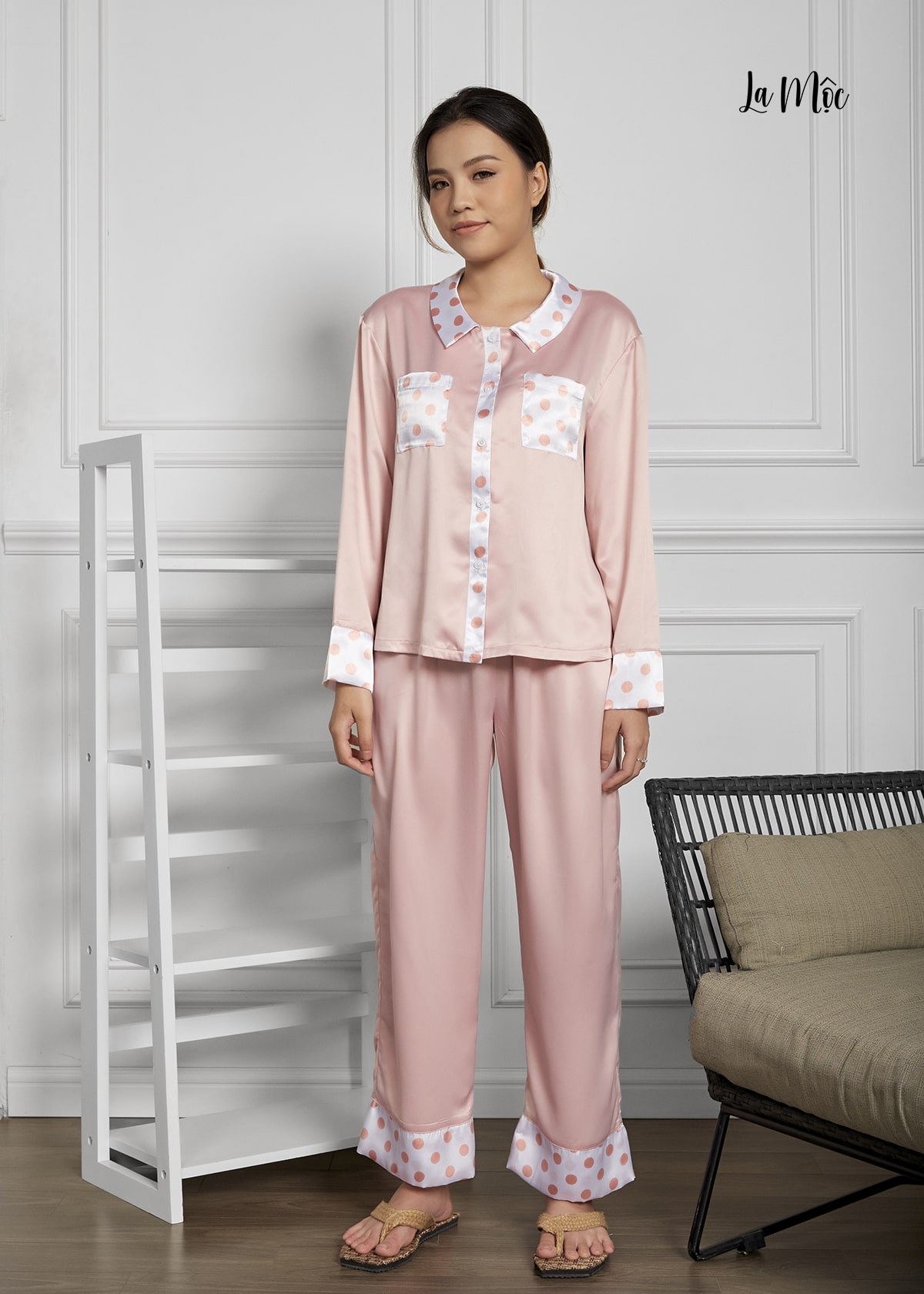 Đồ Bộ Nữ Mặc Nhà Pijama Dài Lụa Satin Maxivic, La Mộc - MM112101