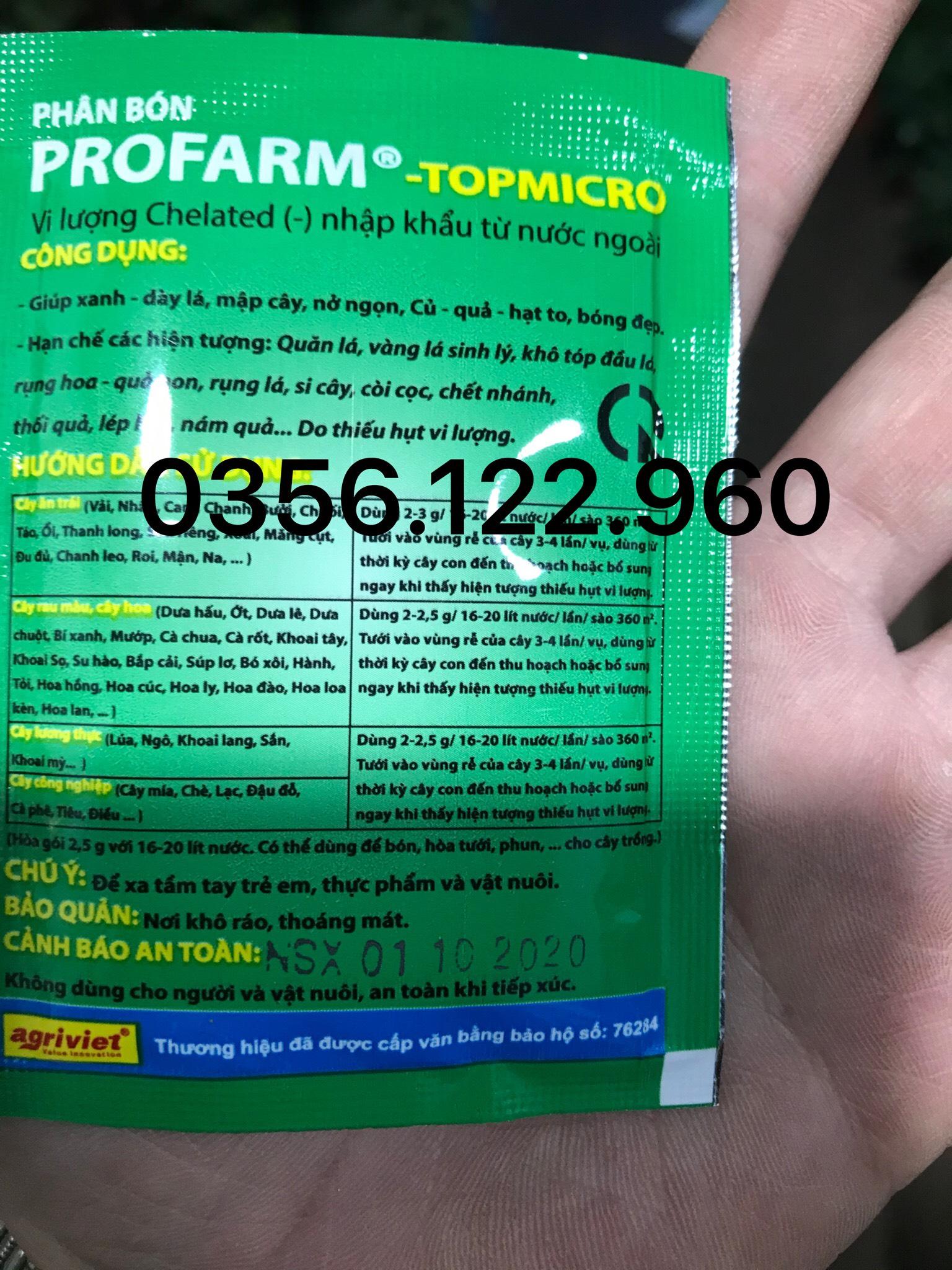 5 gói phân bón Siêu Vi Lượng Chelate Profarm TopMicro 2 gram - phân bón lá