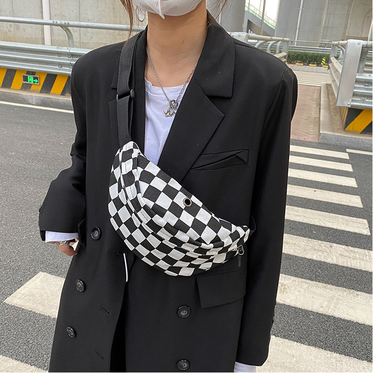 Túi đeo chéo bao tử đeo ngực Caro Ulzzang đa năng thời trang checker board cho học sinh sinh viên giá rẻ