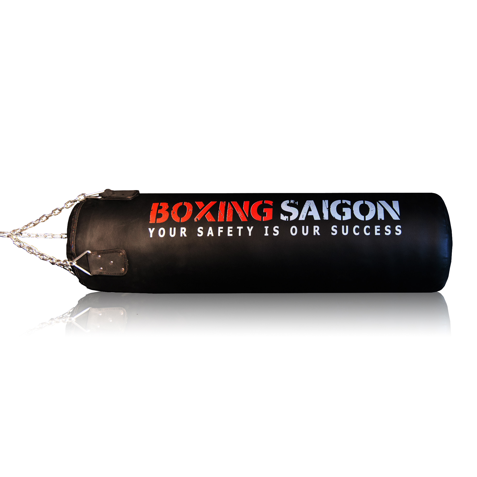 Bao cát boxing dây xích 1m2 Boxing Saigon đen - Tặng móc treo bao