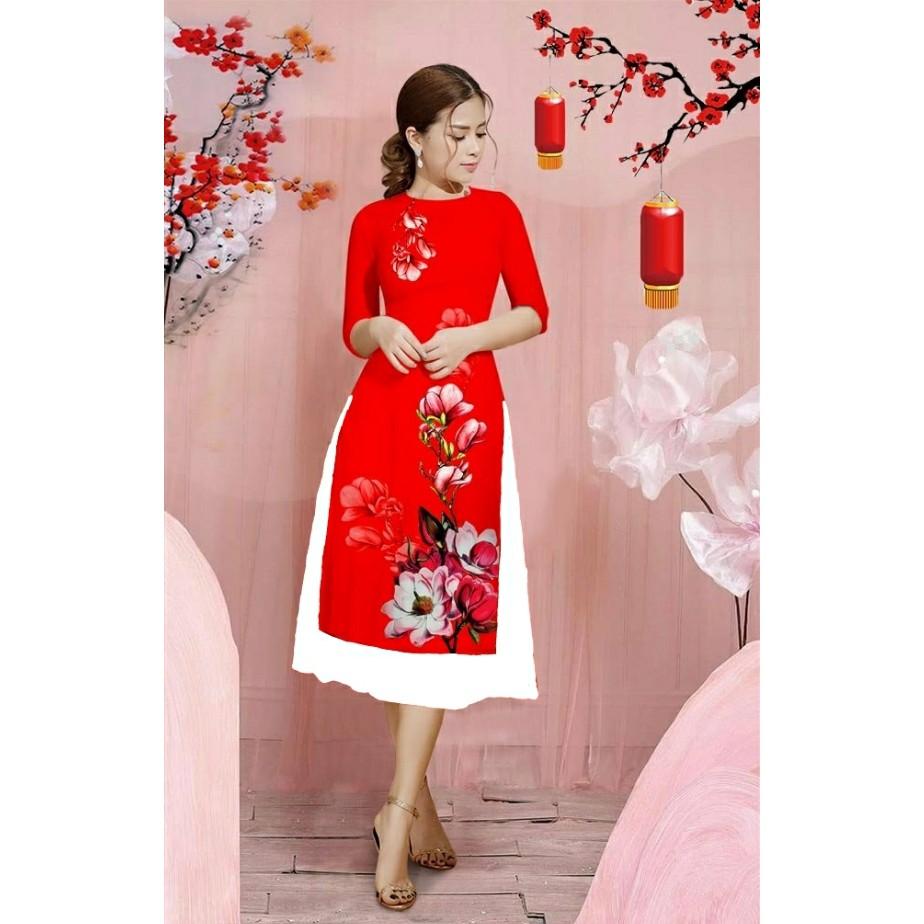 Áo dài cách tân lụa in 3D