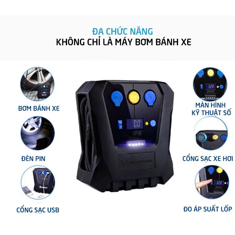 Bơm MICHELIN 4398ml 12266 bơm ô tô, xe hơi mini tự ngắt