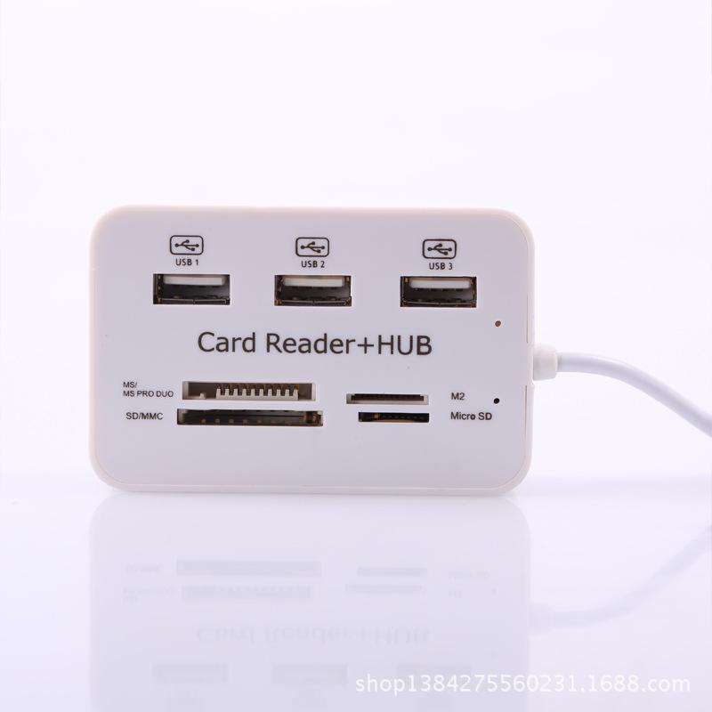 Bộ chia usb 2.0 kiểu dáng mới nhất một kéo bảy nhà phân phối đầu đọc thẻ tốc độ cao đa chức năng trung tâm đầu đọc thẻ tất cả trong một