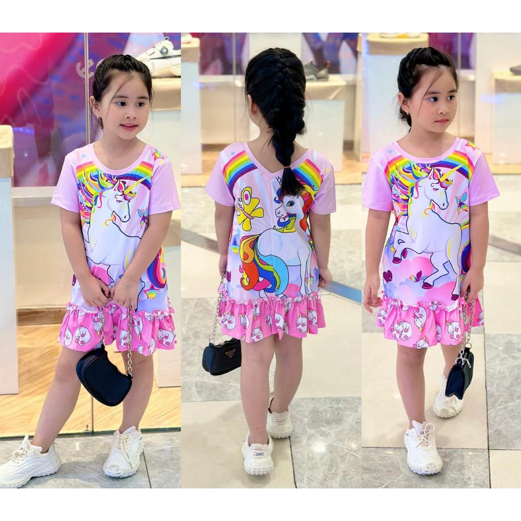 Đầm váy suông mùa hè cho bé gái size 12-40kg chất cotton mềm mát
