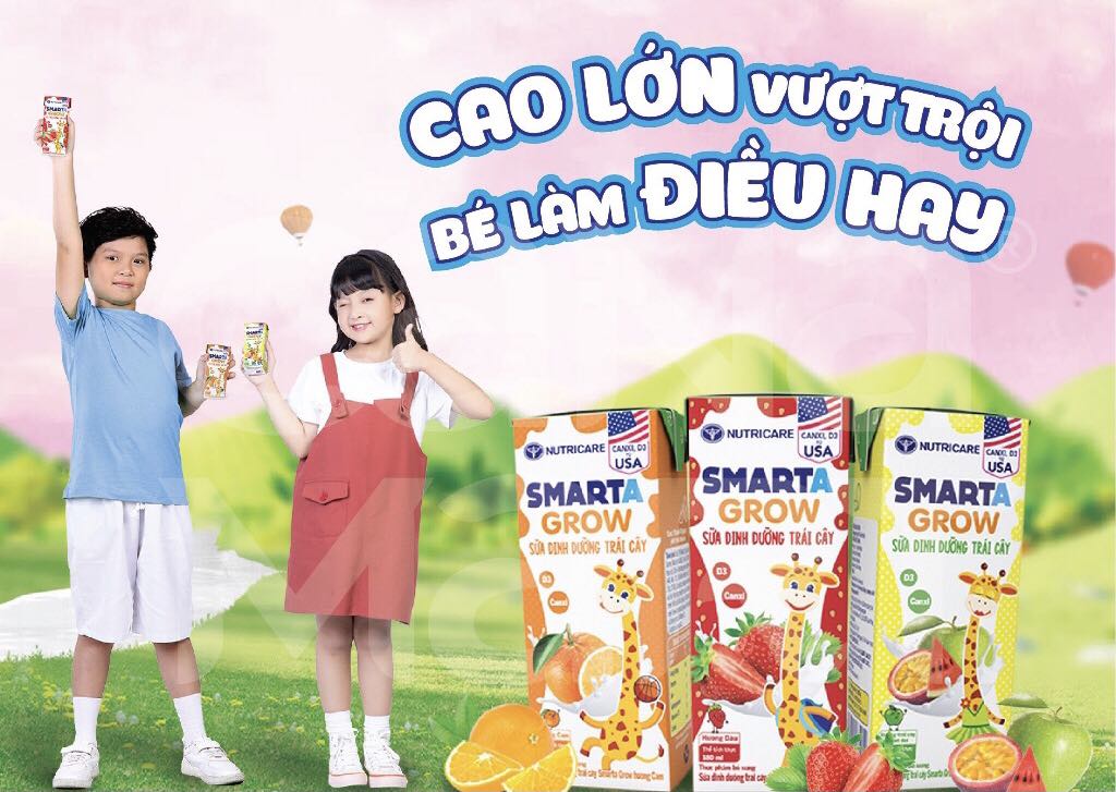 Thùng sữa dinh dưỡng trái cây SmartA Grow 180ml (48 hộp x 180ml)