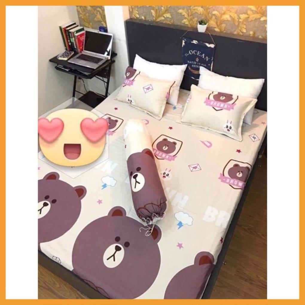 Bộ ga gối poly cotton gấu vàng
