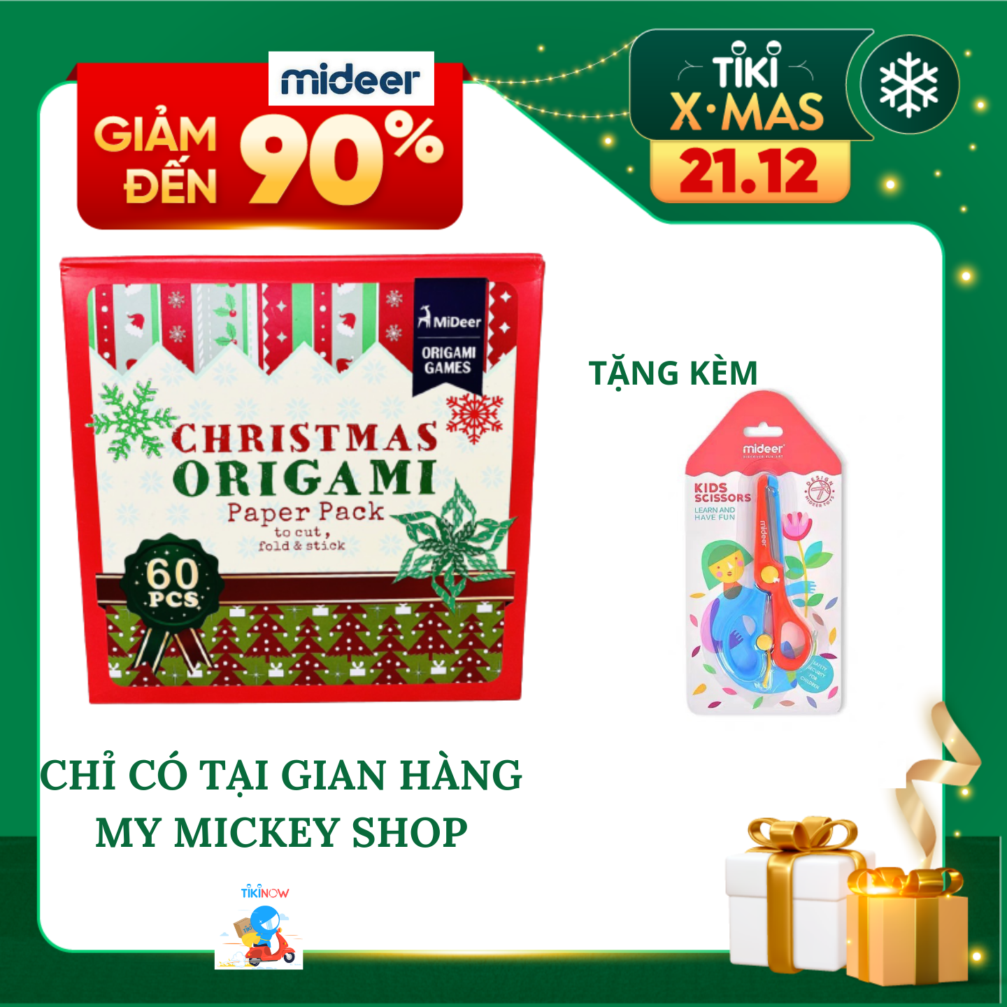 Mideer Christmas Origami - Bộ trò chơi xếp hình thủ công Mừng đón Giáng Sinh Noel cho bé từ 3 tuổi