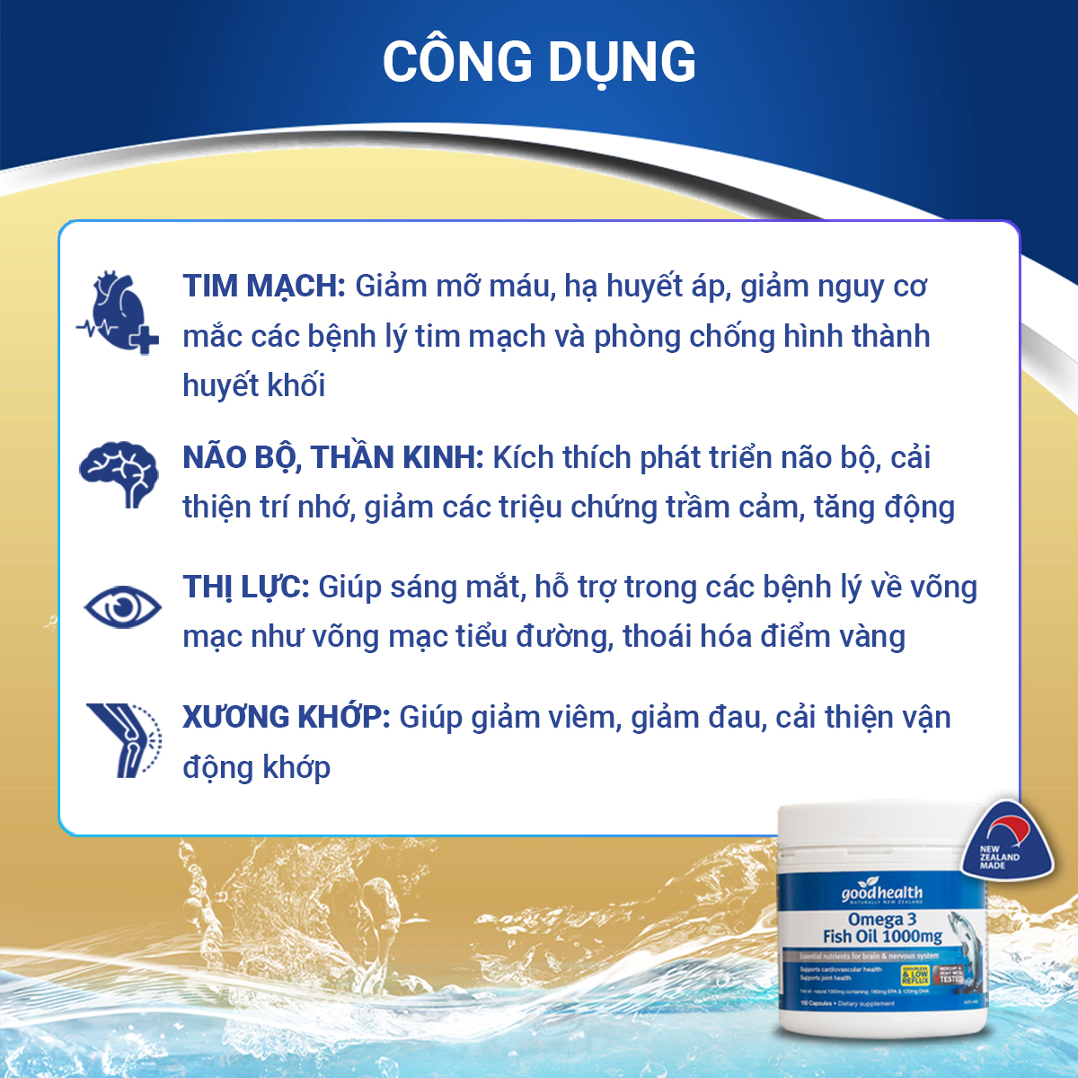 Thực phẩm chức năng Goodhealth Omega 3 Fish Oil 1000mg (150 Viên) - Nhập khẩu New Zealand