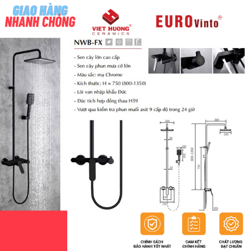 BỘ SEN TẮM ĐỒNG THAU NÓNG LẠNH EUROVINTO CAO CẤP MÃ NWB-FX