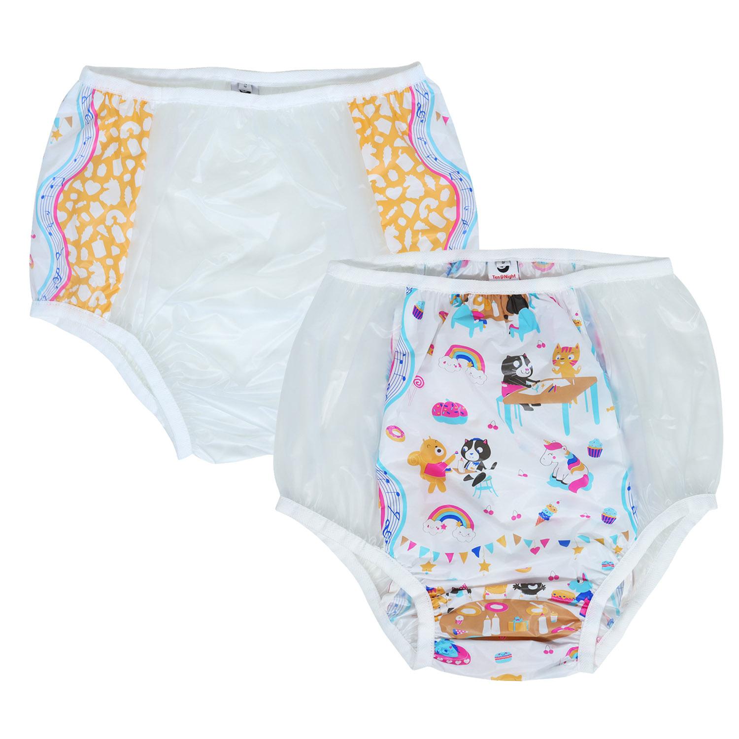 Dadious Trưởng Thành Quần Abdl Tiểu Tiện Thun Nhựa Có Thể Tái Sử Dụng Quần DDLG PVC Quần Lót Nam 2 Màu Vàng Tã XL