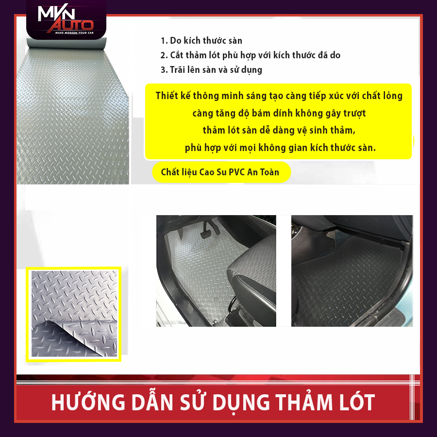 Thảm Lót Sàn Cao Su Chống Trượt Họa Tiết Xương Cá - Mvn auto