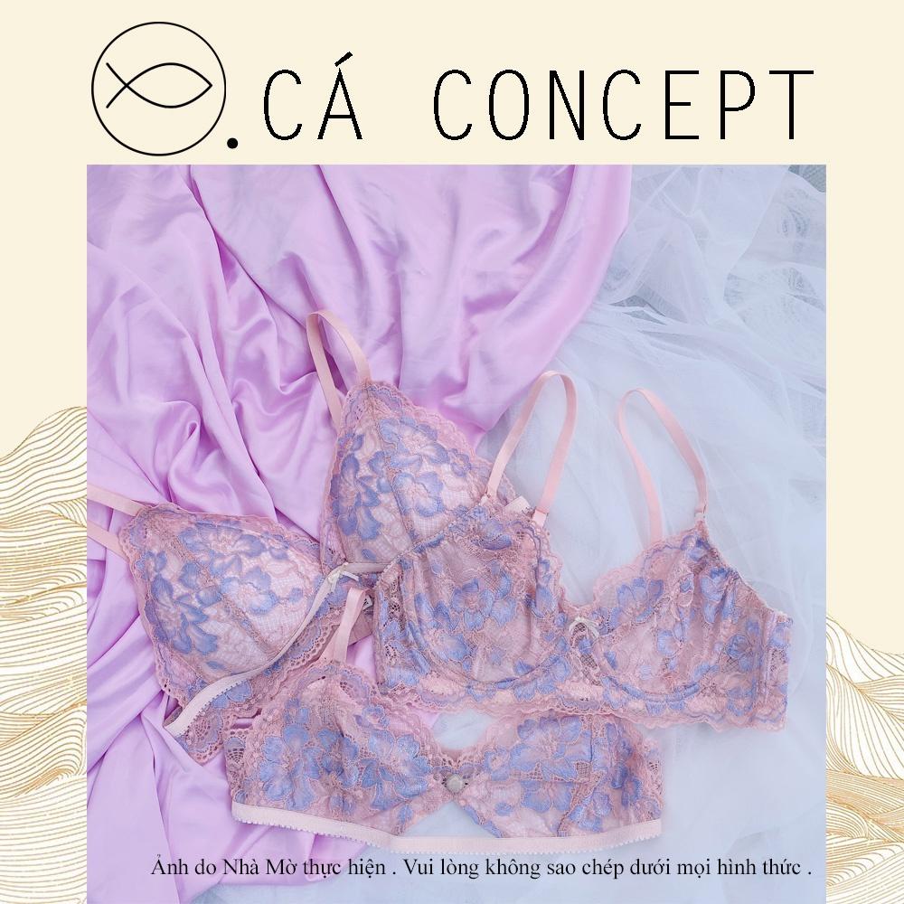 Bộ sưu tập Bra nữ CÁ CONCEPT đồ lót thiết kế bralette ren hoa hồng xanh
