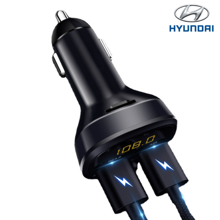 Tẩu nghe nhạc MP3 kiêm sạc nhanh thương hiệu Hyundai HY-87 - Tích hợp 2 cổng USB: 1 cổng sạc nhanh QC3.0, 1 cổng sạc 2.4A - HÀNG NHẬP KHẨU
