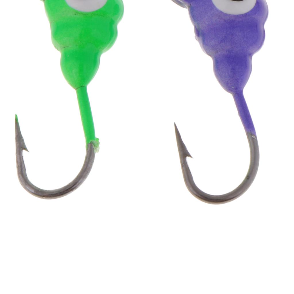 6x Ice Fishing Jigs Tungsten Glow Jig Winter Jigging Lures   Hooks Bait