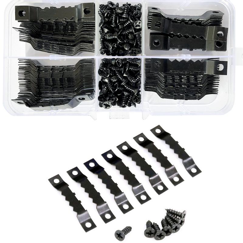 100 mảnh hình ảnh Kích thước móc Sawtooth với 200 ốc vít kép lỗ hình ảnh móc treo ổn định móc treo cho khung hình ảnh khung hình vẽ tranh và thủ công mỹ nghệ