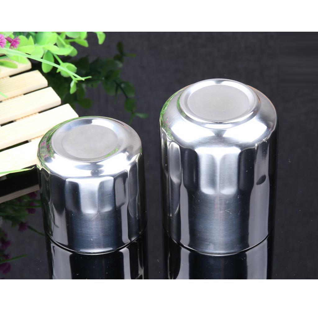 Stainless Steel Beer Cup Double Wall Milk Coffee Mug Straight 120ml+200ml