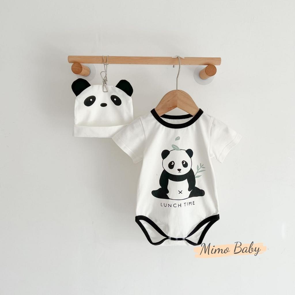 Set body chip cộc tay kèm mũ hình gấu panda đáng yêu cho bé QA22 Mimo Baby