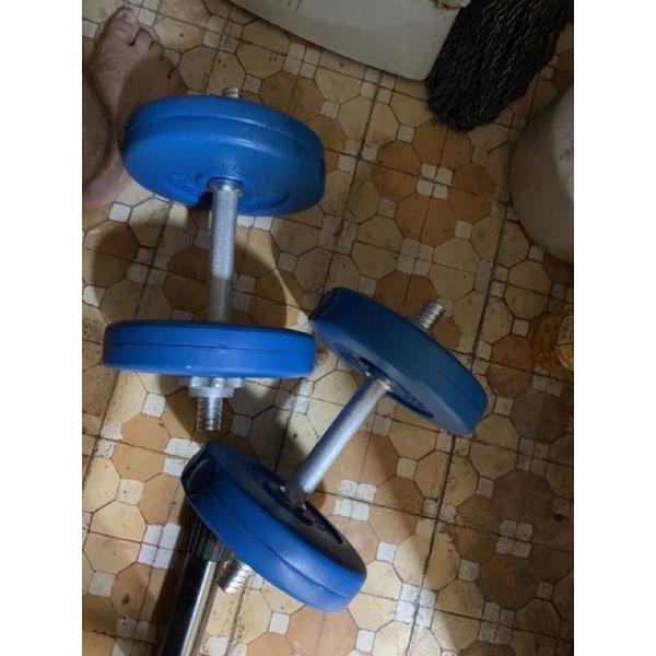 Combo 2 đòn 35cm và 20kg tạ nhựa