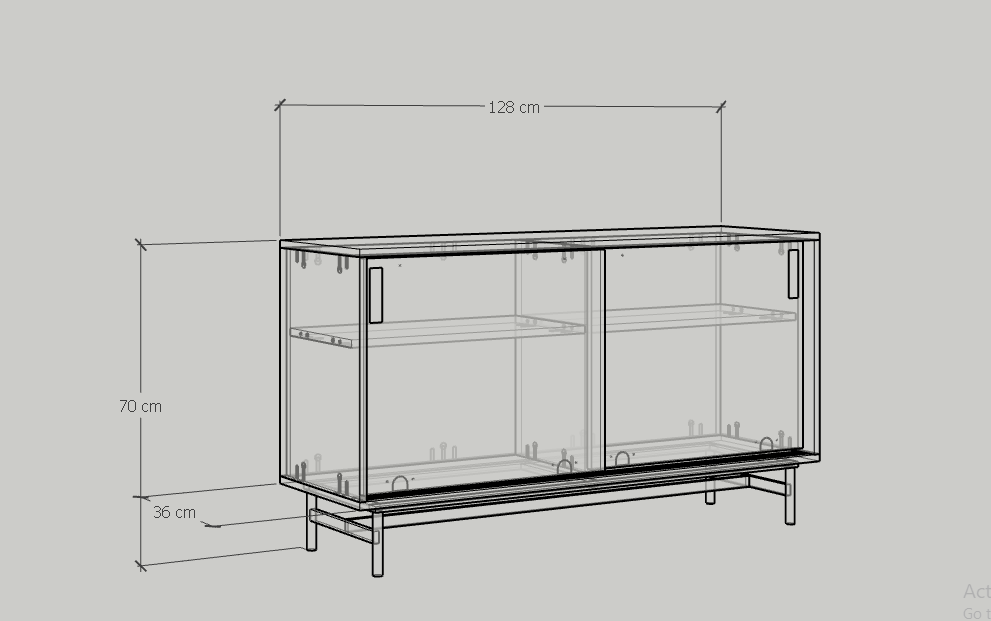 [Happy Home Furniture] LUCA, Tủ đựng đồ 2 cánh lùa - Chân sắt, 128cm x 36cm x 70cm ( DxRxC), TCL_020