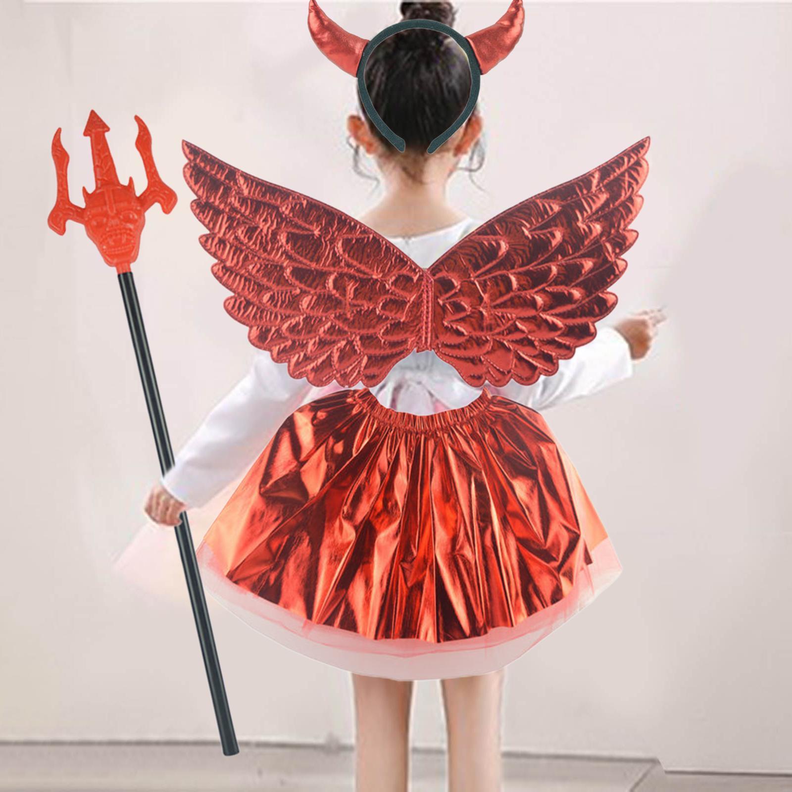 Halloween Devil Costume for Kids Playing Toys Party Gift Devil Hair Headband