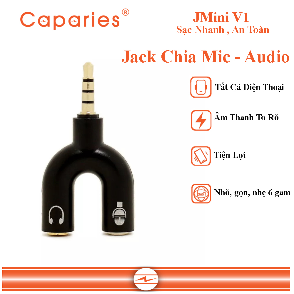 Bộ Chuyển Đổi Kết Nối Tai Nghe CAPARIES JMINI V1 , Chia Âm Thanh Sang Micro , Giắc Cắm Tai Nghe Cho Điện Thoại Di Động, Máy Tính Để Bàn - Hàng Chính Hãng