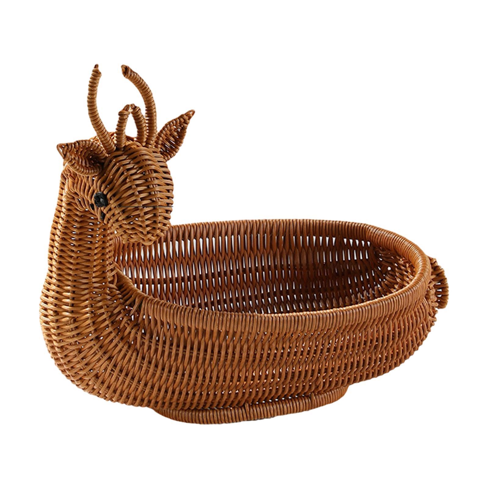 Rattan Fruit Basket Food Serving Basket Kitchen Organizer Snack Serving Bowl