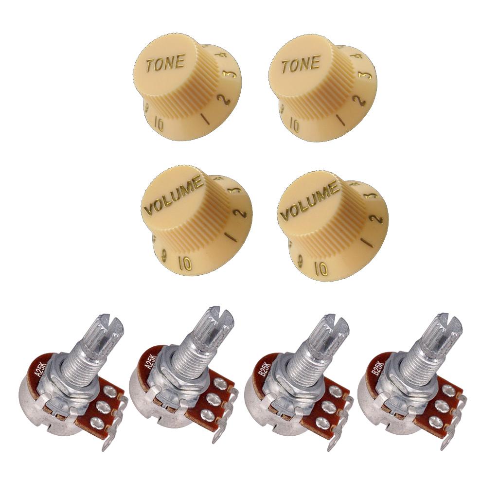 MagiDeal A25k B25K Volume Tone Potentiometer w/ Volume Tone Knobs for Guitar