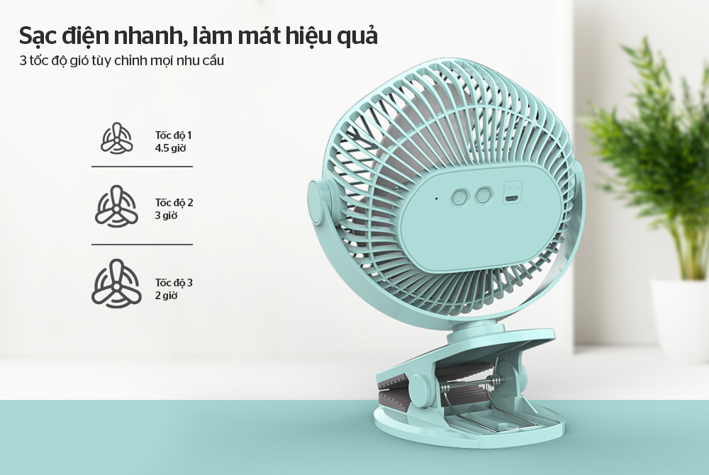 Quạt sạc mini Sunhouse SHD7111- Hàng Chính Hãng.