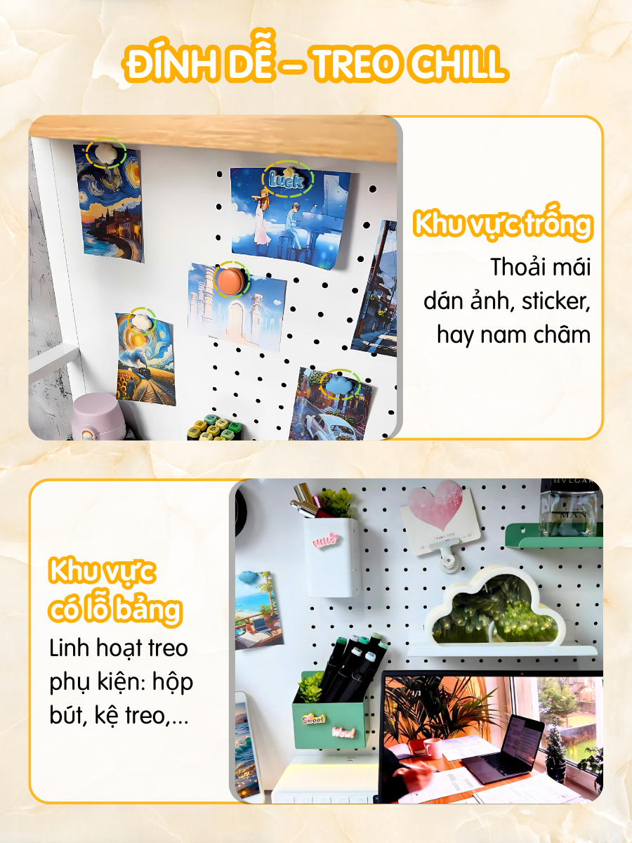 Kệ Pegboard đa năng Dola Home kệ sách để bàn decor học tập làm việc cho mẹ và bé hiện đại