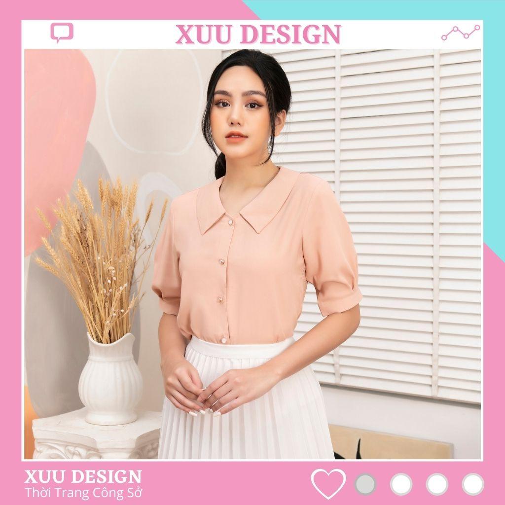 Áo sơ mi nữ Xuu Design, Áo kiểu cổ sen tay lỡ thời trang SP09