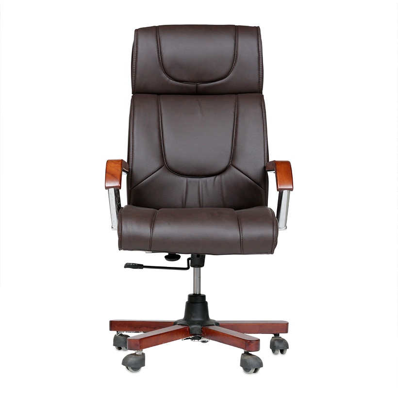 Ghế Giám Đốc Chân Gỗ Xoay Lưng Cao - Ngã Lưng Thư Giãn AZP-E105-NÂU - Hàng Nhập Khẩu