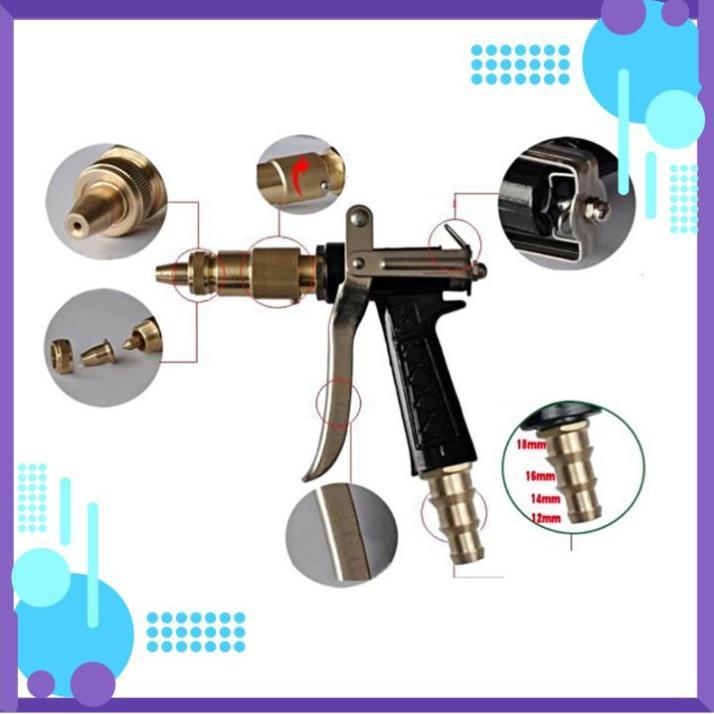 ️ Bộ dây vòi xịt nước rửa xe, tưới cây , tăng áp 3 lần, loại 7m, 10m 206236 đầu đồng,cút,nối nhựa đen+ đai