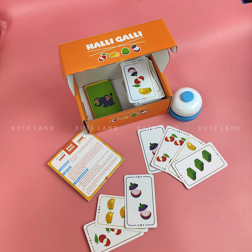 Bộ Board Game bài hoa quả Halli Galli Việt Hóa vui nhộn hộp cứng giải trí tụ họp bạn bè siêu vui